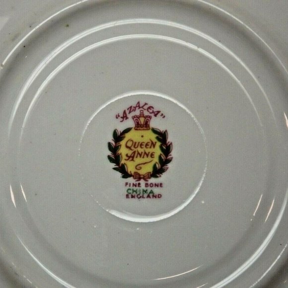 Queen Anne Fine Bone China England Pink & Yellow Azalea Footed Tea Cup & Saucer - Picture 8 of 14